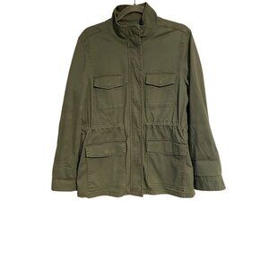 Time And Tru Womens Green Utility Jacket M 8-10 Four Pockets Full Front Zip Y2K